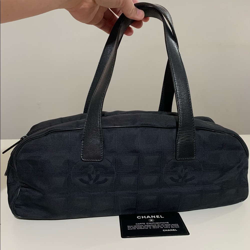 Authentic Chanel Printed Nylon Travel Line Bag